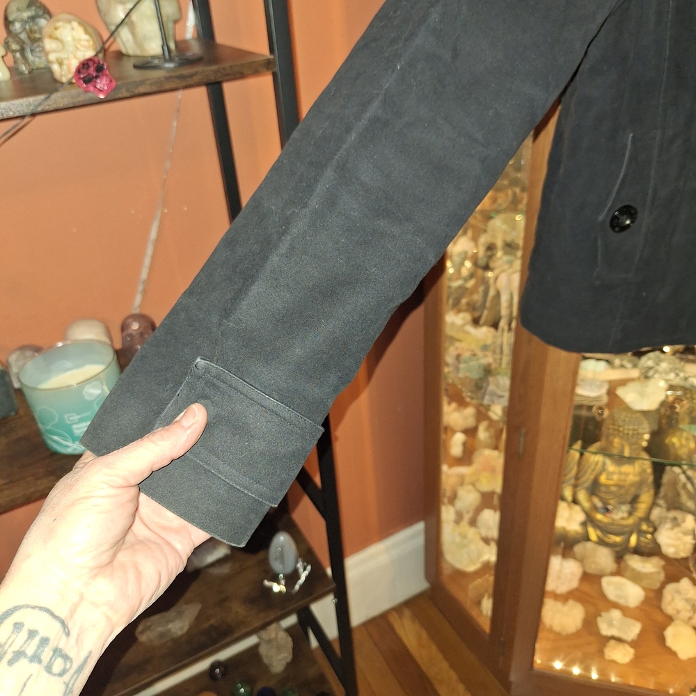 PINK Victoria's Secret Black Peacoat with Red Plaid Lining and Faux Fur Trim - Picture 3 of 16